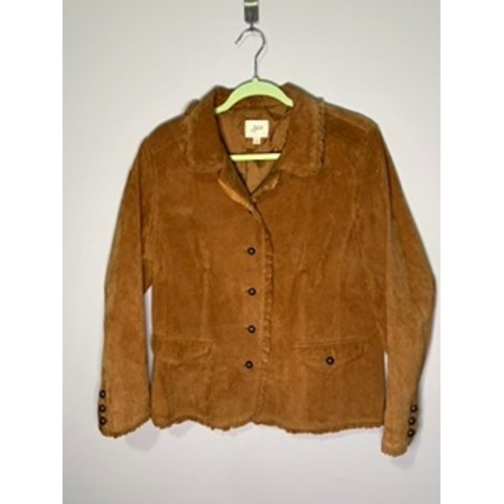 J. Jill Genuine 100% Leather Jacket with Ruffle Collar, Sleeve & Hem Detail